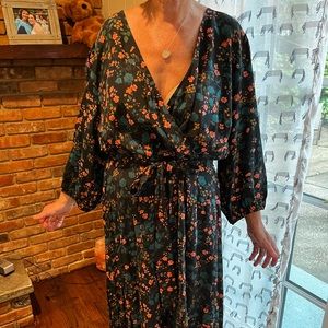 Maxi rayon black floral dress lightly worn